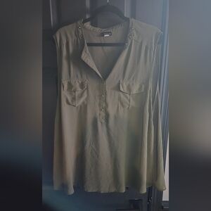 Torrid Khaki Snap-Front Blouse